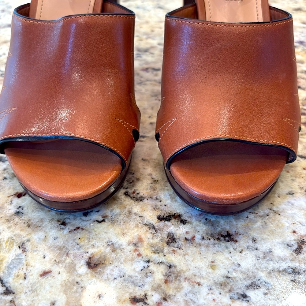 Nine West brown leather platform heels shoes Size 7.5 - Picture 5 of 14